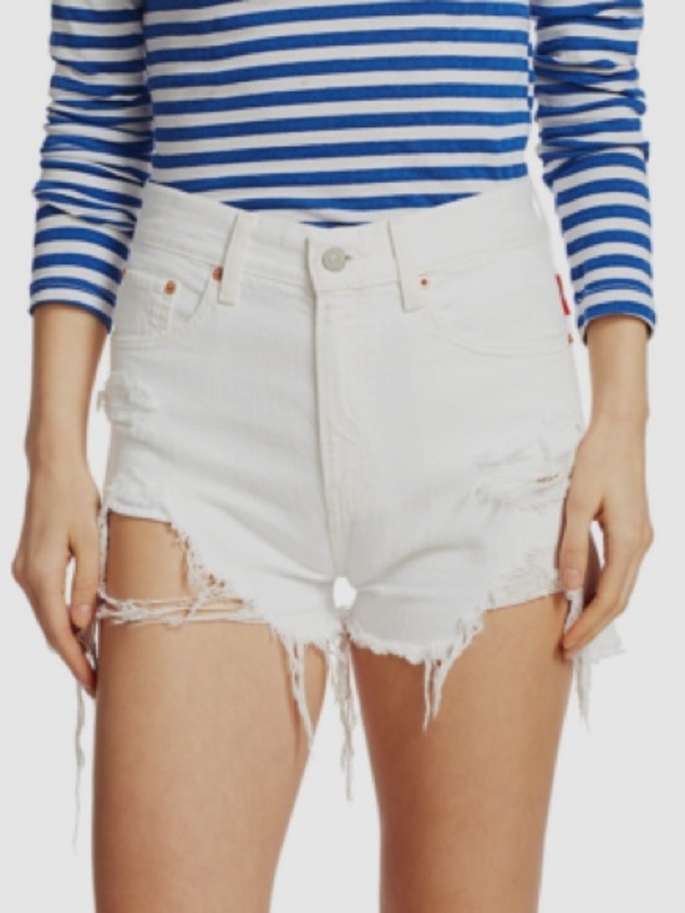 ✨ Denimist Nic High Rise Cutoff Shorts in White Destroyed ✨